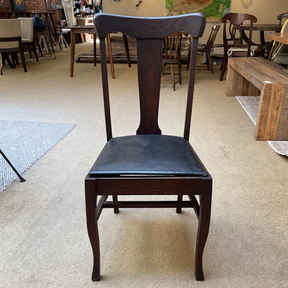 Antique Oak Leather Seat Chair