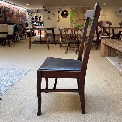 Antique Oak Leather Seat Chair