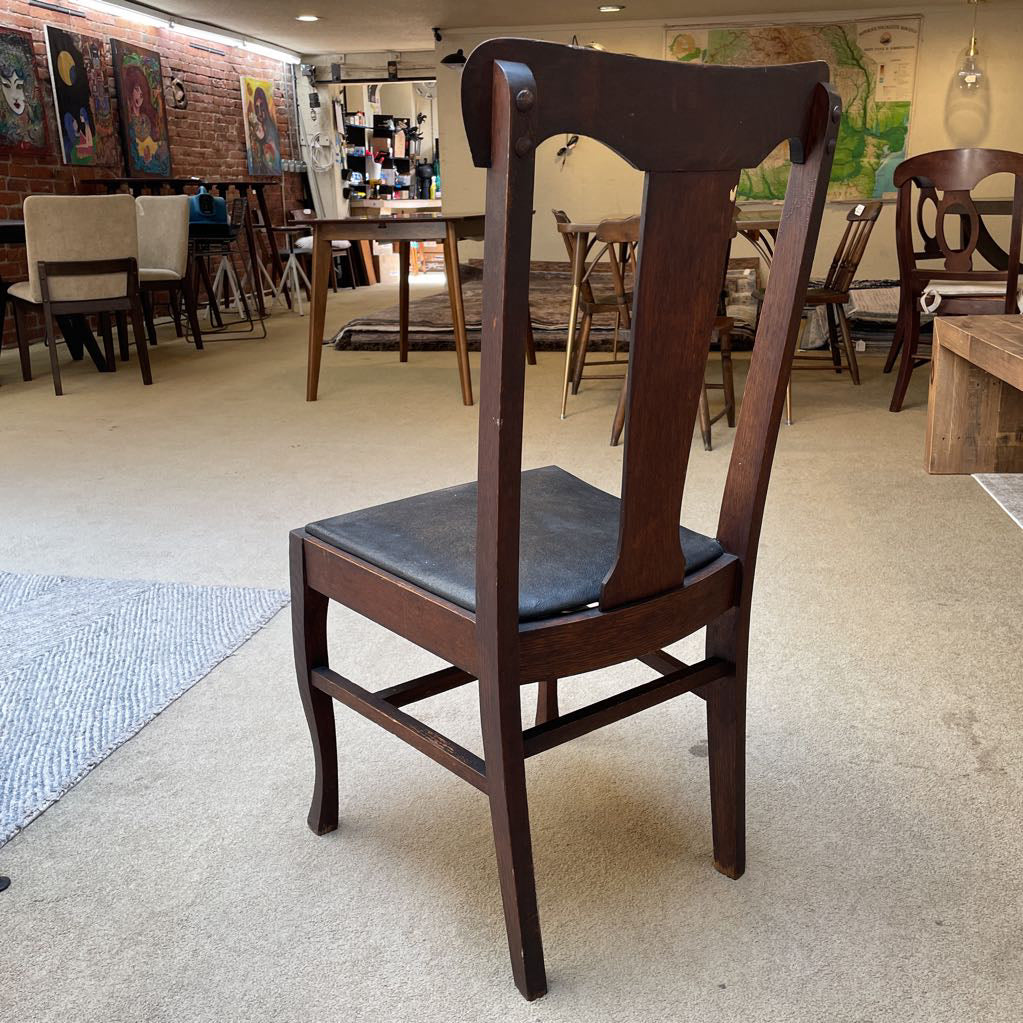 Antique Oak Leather Seat Chair
