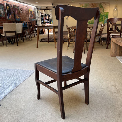 Antique Oak Leather Seat Chair