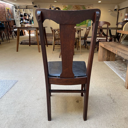 Antique Oak Leather Seat Chair