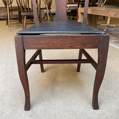 Antique Oak Leather Seat Chair