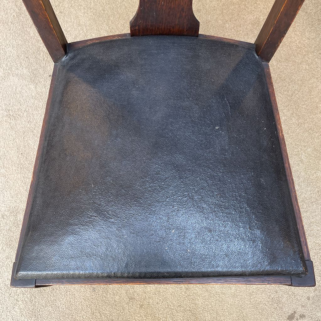 Antique Oak Leather Seat Chair
