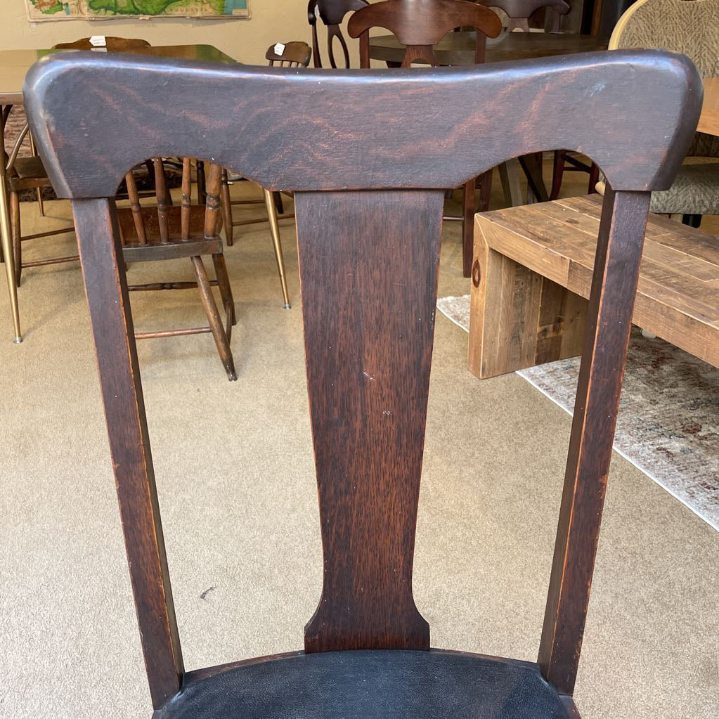 Antique Oak Leather Seat Chair