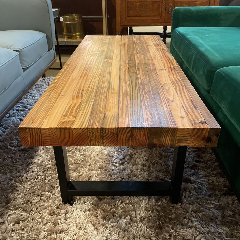 Solid Wood & Metal Coffee Table