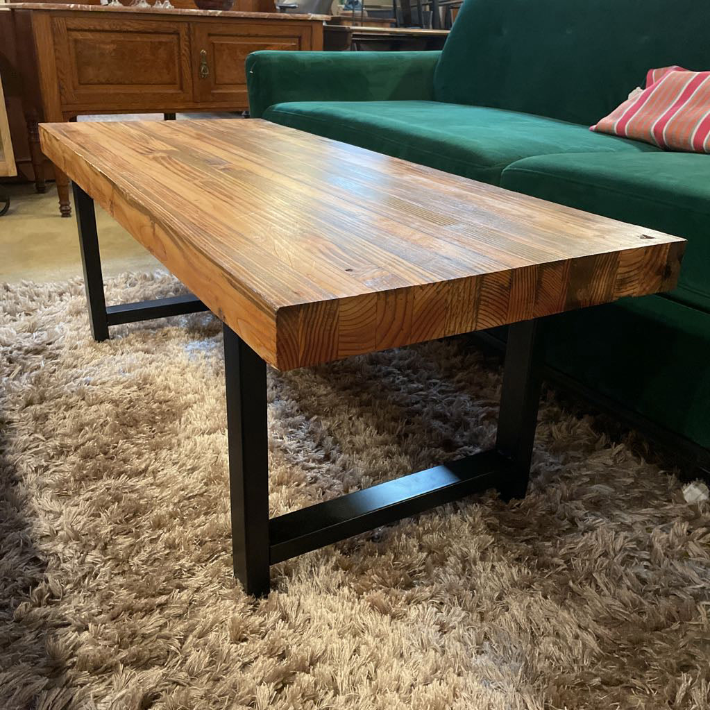 Solid Wood & Metal Coffee Table