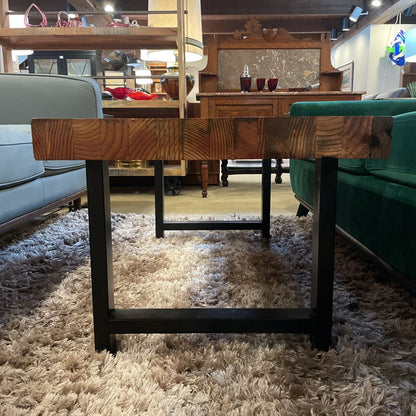 Solid Wood & Metal Coffee Table