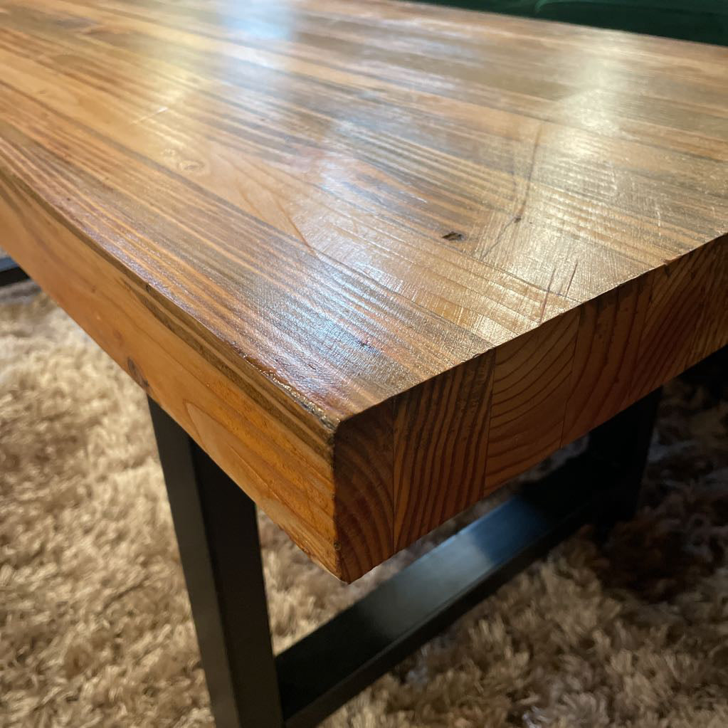 Solid Wood & Metal Coffee Table