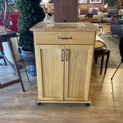 Tile Top Cupboard with Double Doors AS IS