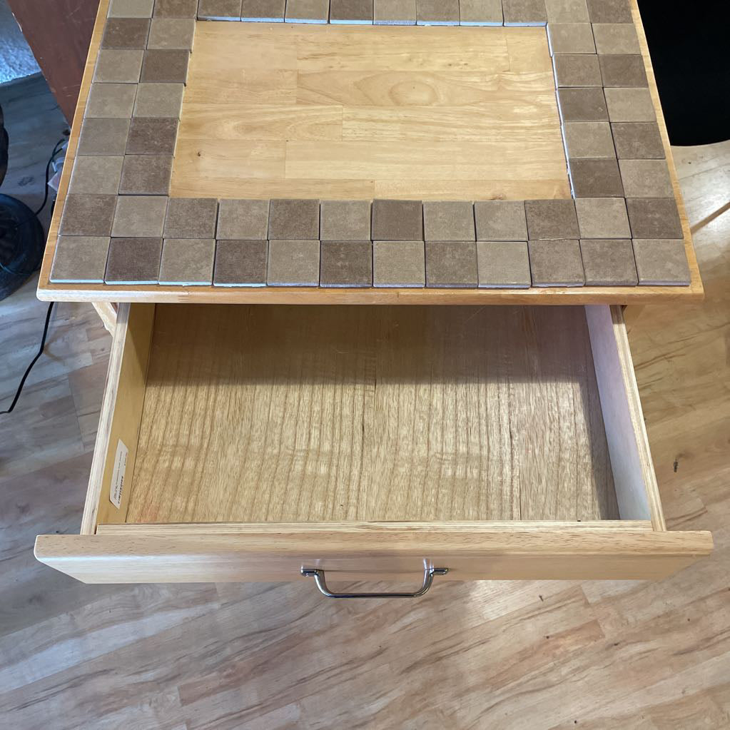 Tile Top Cupboard with Double Doors AS IS