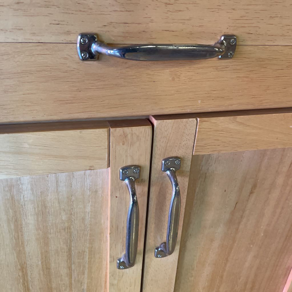 Tile Top Cupboard with Double Doors AS IS