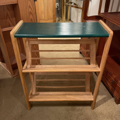 Blond Wood with Green Painted Top Bookshelf
