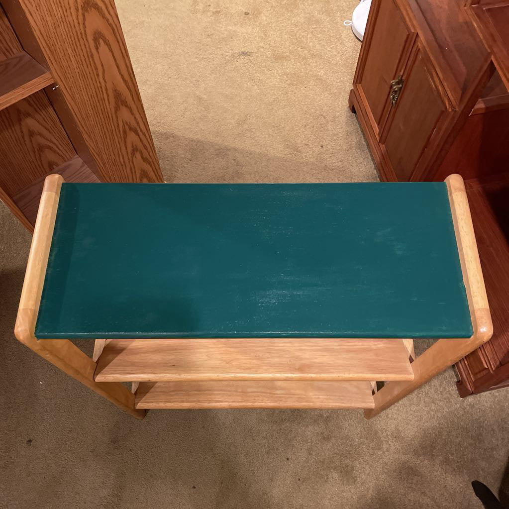 Blond Wood with Green Painted Top Bookshelf