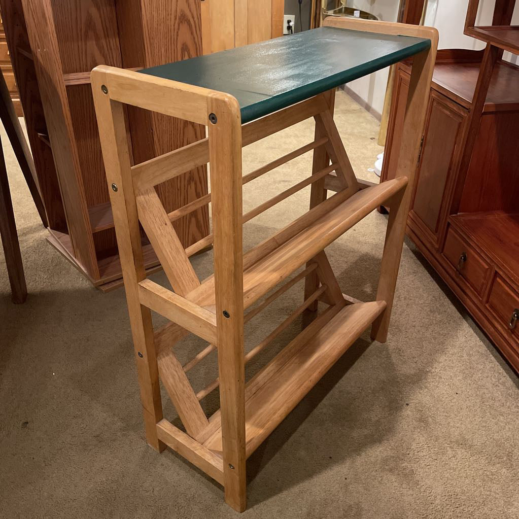 Blond Wood with Green Painted Top Bookshelf