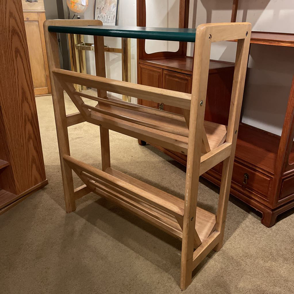 Blond Wood with Green Painted Top Bookshelf