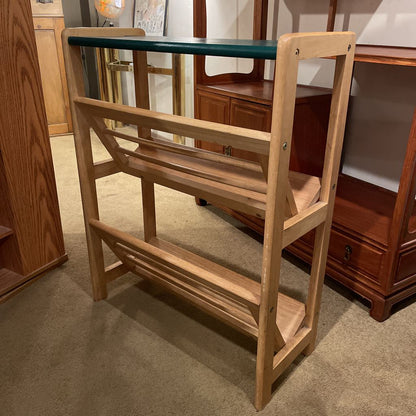 Blond Wood with Green Painted Top Bookshelf