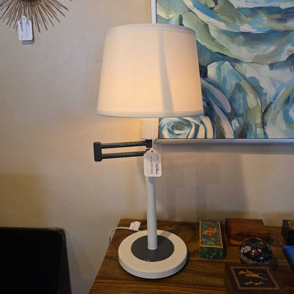 Off white & Offset Desk Lamp with Round Base