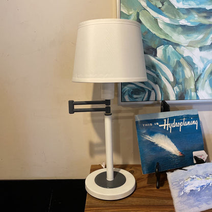 Off white & Offset Desk Lamp with Round Base