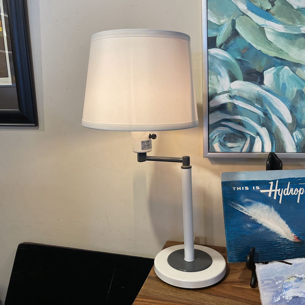 Off white & Offset Desk Lamp with Round Base