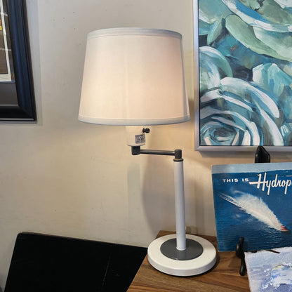 Off white & Offset Desk Lamp with Round Base