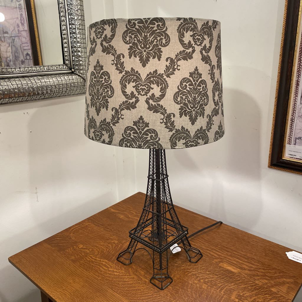 Eiffel Tower Base with Fancy Shade Lamp