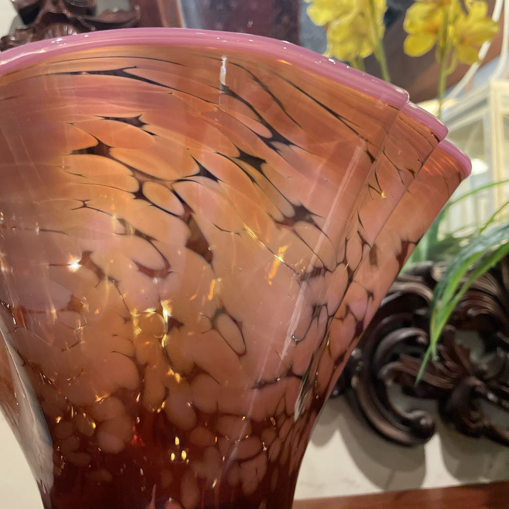 Pink Radiant Spun Art Glass Vase SMALLS