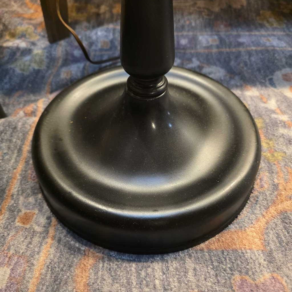 Round Matte Black Base with Grey Shade Floor Lamp