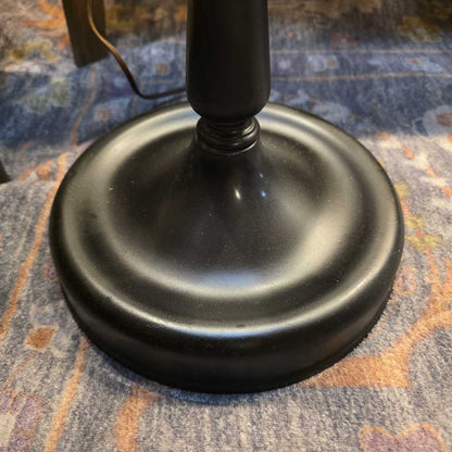 Round Matte Black Base with Grey Shade Floor Lamp
