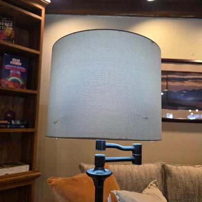 Round Matte Black Base with Grey Shade Floor Lamp