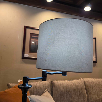 Round Matte Black Base with Grey Shade Floor Lamp
