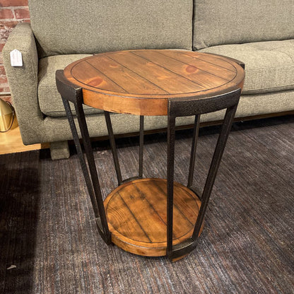 Round Wood 2 Tier Table