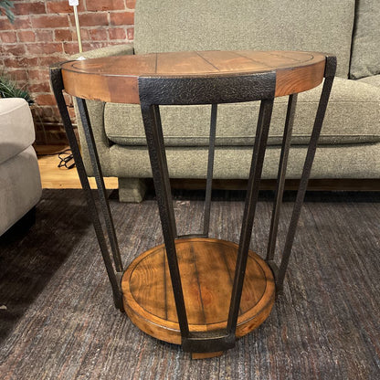 Round Wood 2 Tier Table