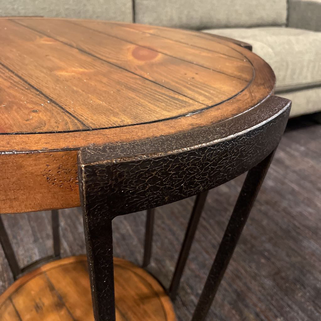 Round Wood 2 Tier Table