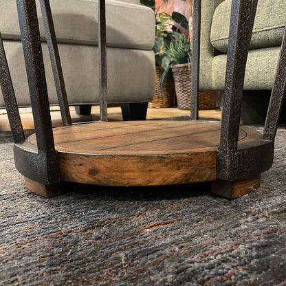 Round Wood 2 Tier Table