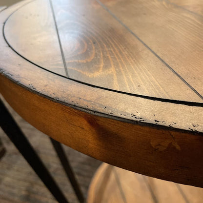 Round Wood 2 Tier Table