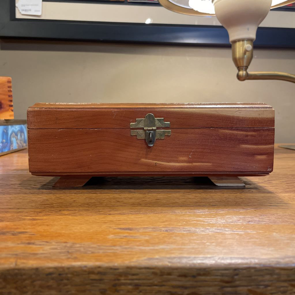 Wood Trinket Box with Winter Trees and River Scene SMALLS