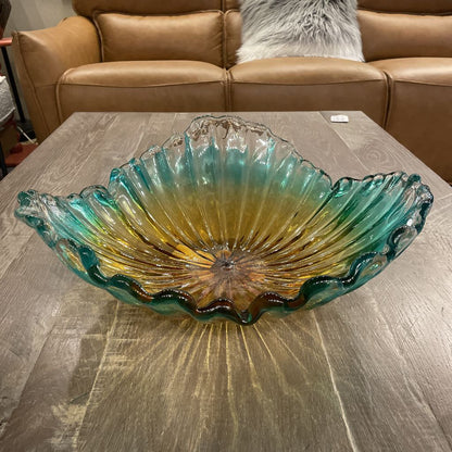 Murano Teal & Amber Large Glass Dish