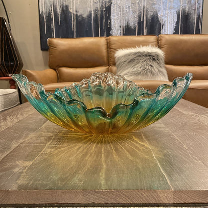 Murano Teal & Amber Large Glass Dish