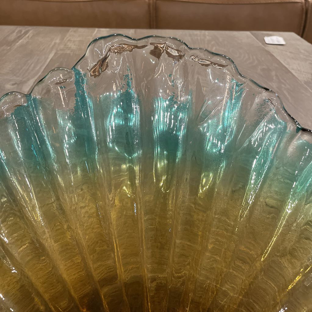 Murano Teal & Amber Large Glass Dish