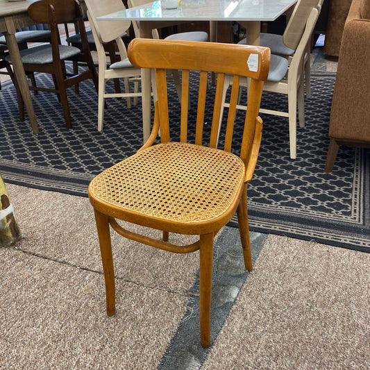 SET of 4 Vintage Blonde Bentwood Cane Seat Cafe Chairs C DINING CHAIRS