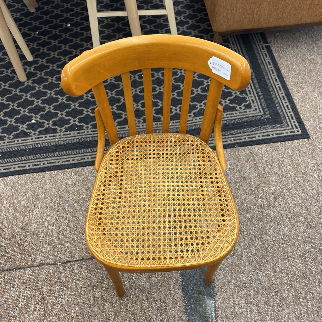 SET of 4 Vintage Blonde Bentwood Cane Seat Cafe Chairs