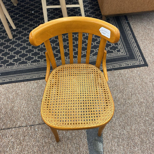SET of 4 Vintage Blonde Bentwood Cane Seat Cafe Chairs C DINING CHAIRS
