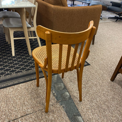 SET of 4 Vintage Blonde Bentwood Cane Seat Cafe Chairs