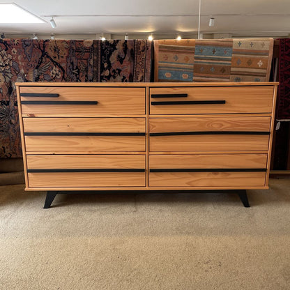 Pine with Black Accents 6 Drawer Lowboy