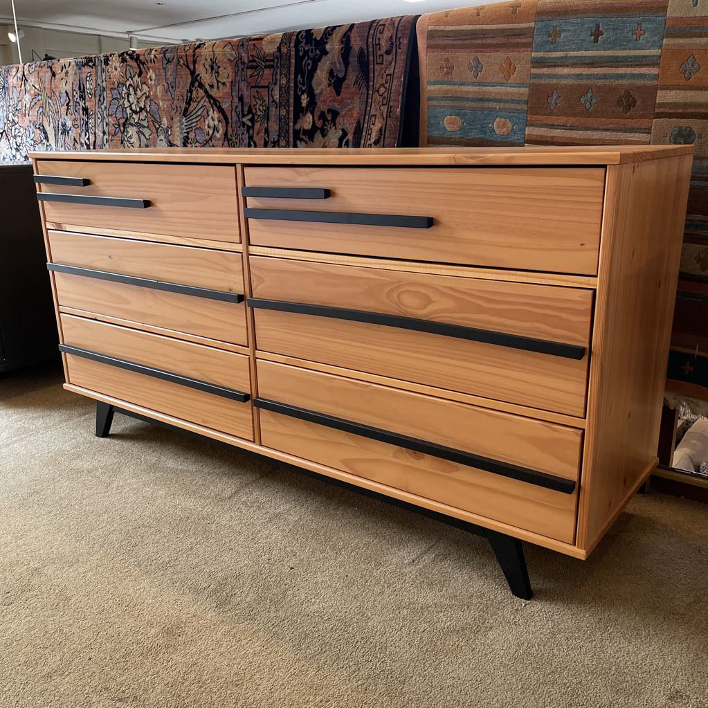 Pine with Black Accents 6 Drawer Lowboy