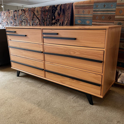 Pine with Black Accents 6 Drawer Lowboy