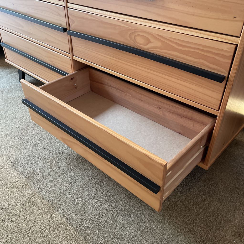 Pine with Black Accents 6 Drawer Lowboy