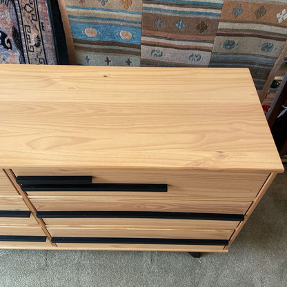 Pine with Black Accents 6 Drawer Lowboy