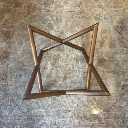 West Elm Sculptural Wood & Glass Top Coffee Table