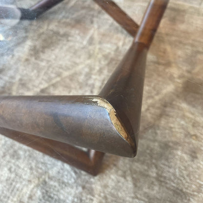 West Elm Sculptural Wood & Glass Top Coffee Table